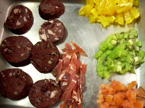 Ingrédients pour la salade d'endives, boudin et st Jacques