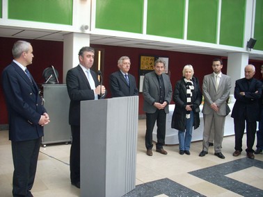 Présentation de l'exposition par les élus du Cantal